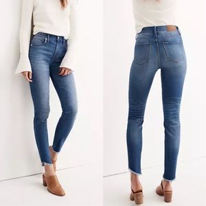 Madewell 10" High Rise Skinny Jeans Tulip Raw Hem Size 30 Blue